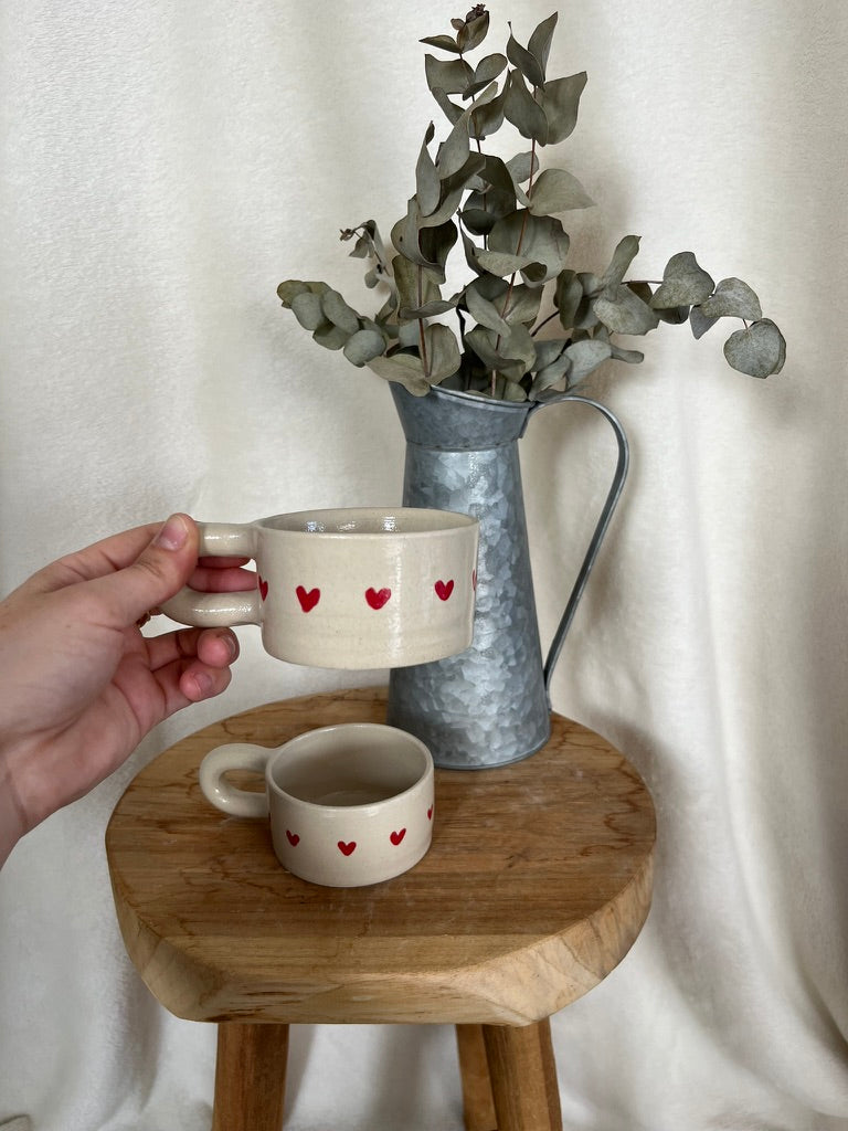 Duo tasses coeurs rouge